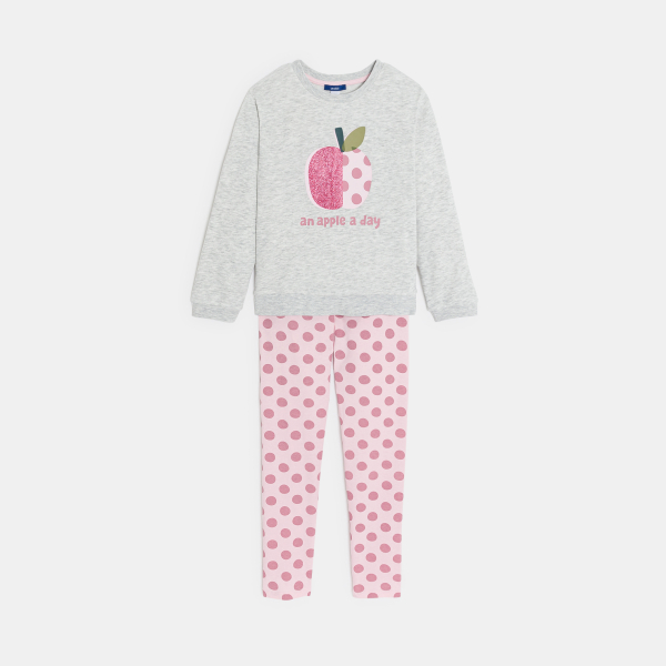 بيجامة من قطعتين من الميلتون، رمادية اللون، للفتيات ومطبوع عليها رسالة